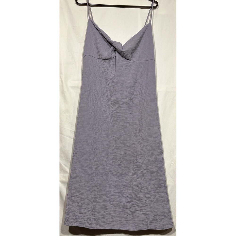 Chiffon Lavender Midi Dress Cowl Twisted Knot Front Spaghetti Strap Sz XL